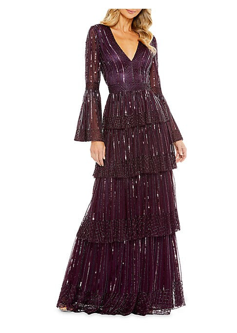 Sparkling Bell-Sleeve Elegance