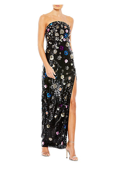 Glistening Floral Evening Dress