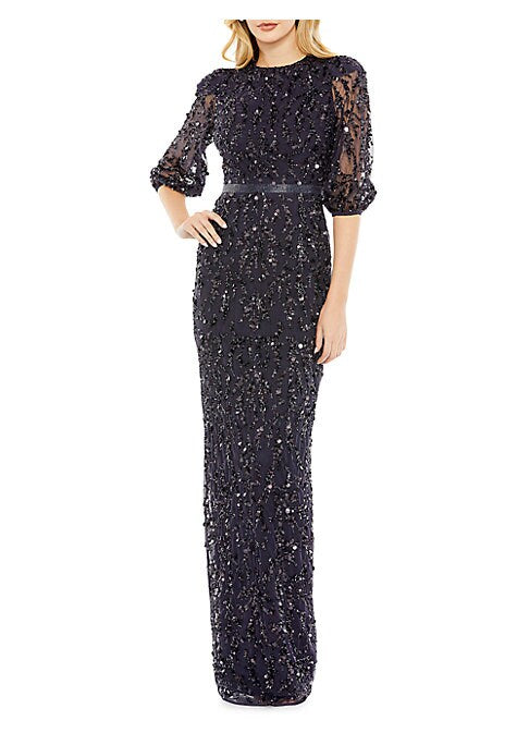 Sparkling Elbow Sleeve Gown