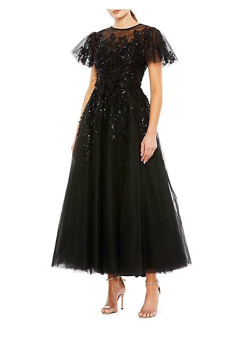 Embellished Tulle Flutter Dress