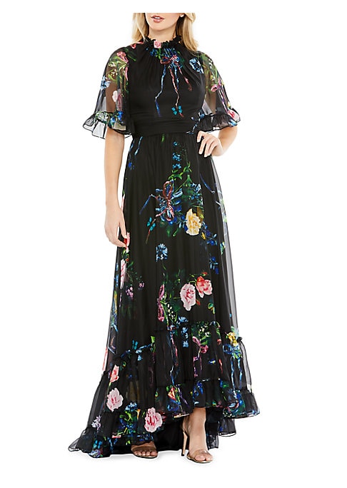 Chic Floral A-Line Gown