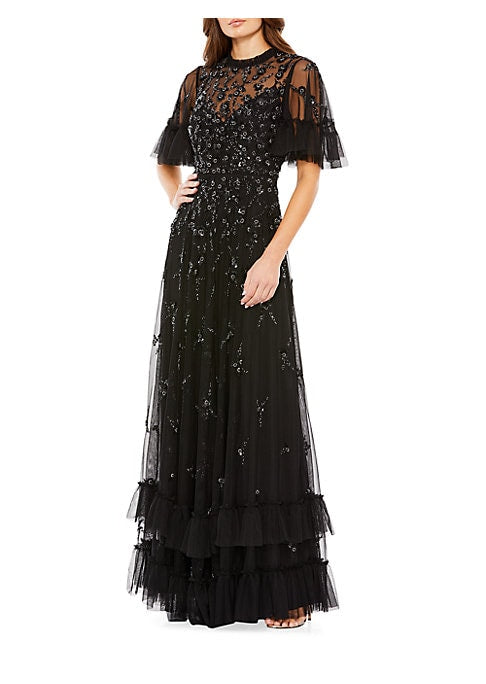 Glistening Floral A-Line Dress