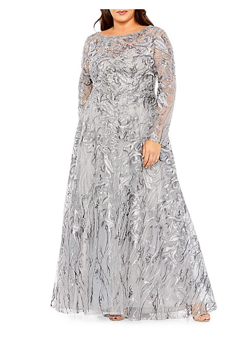 Glamorous Metallic Floral Gown