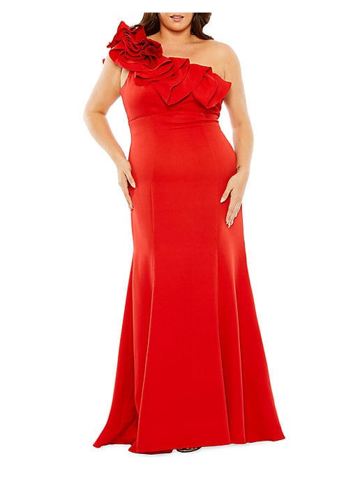 Ruffled Asymmetric Gown