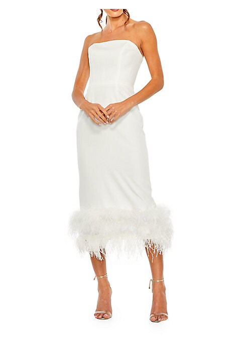 Feathered Elegance Midi Dress
