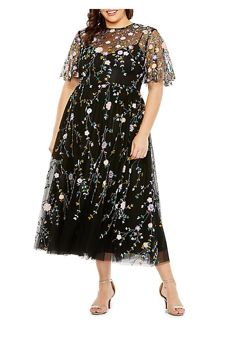 Sparkling Floral Midi Dress