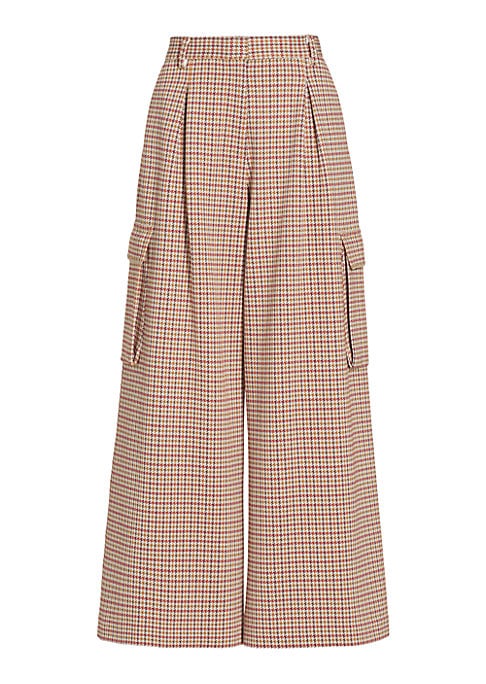 Chic Houndstooth Cargo Trousers