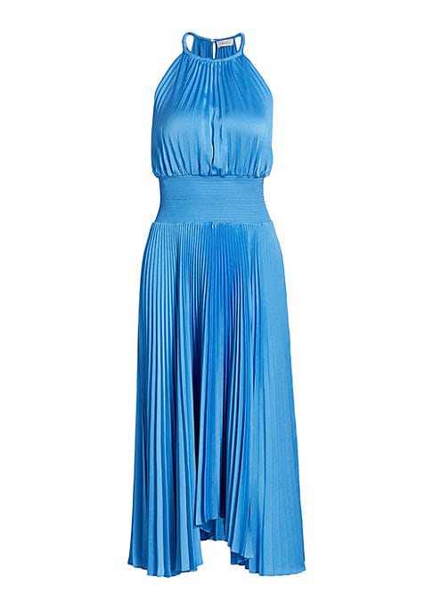 Asymmetrical Pleat Midi Dress