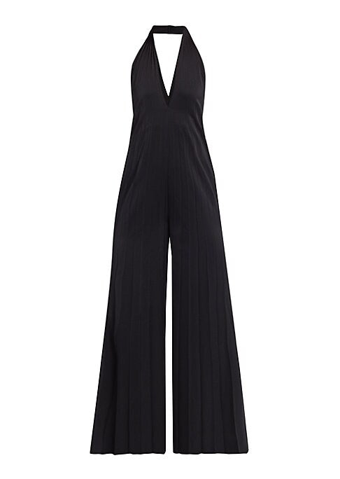Satin Pleat Halter Jumpsuit