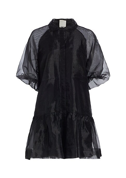 Tiered Sheer Shirtdress