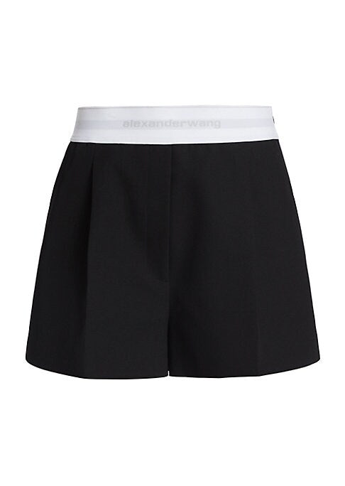 Chic Pleated Wool Shorts