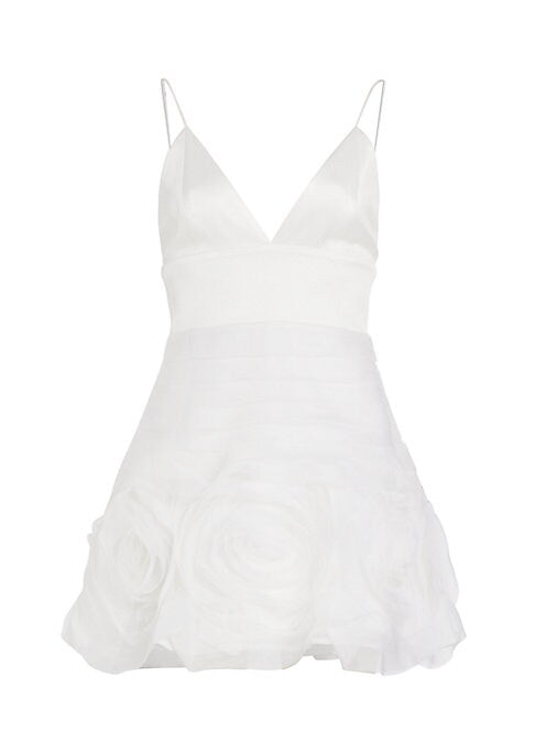 Silk Rosette Mini Dress