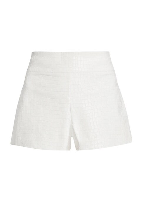 Croc-Texture High-Waisted Shorts