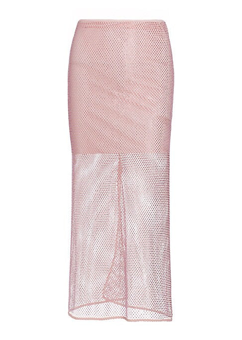 Rhinestone Net Midi Skirt