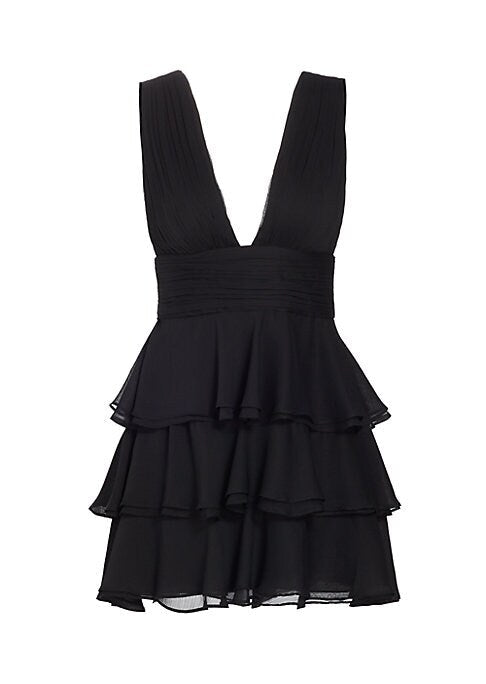 Ruffled Deep V Dress