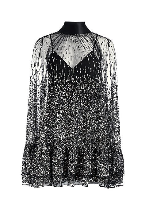 Sequined Cape Mini Dress