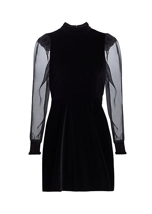 Velvet Puff-Sleeve Dress