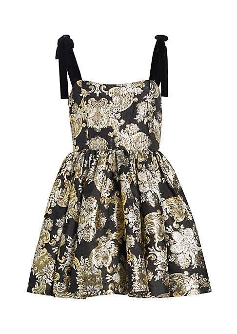 Metallic Corset Flare Dress
