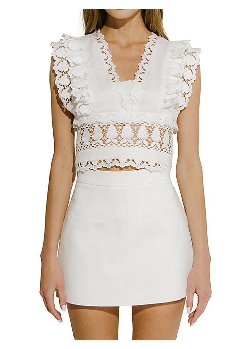 Lace V-Neck Crop Top