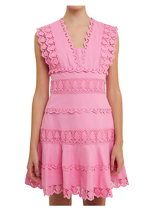 Lace-Trimmed Spring Mini Dress