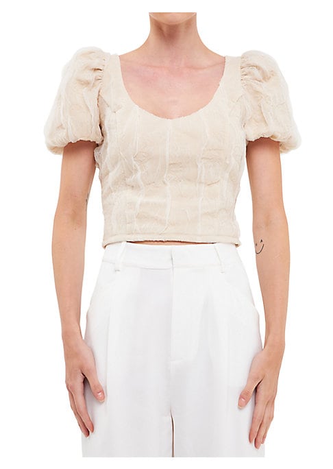 Textured Puff Sleeve Top