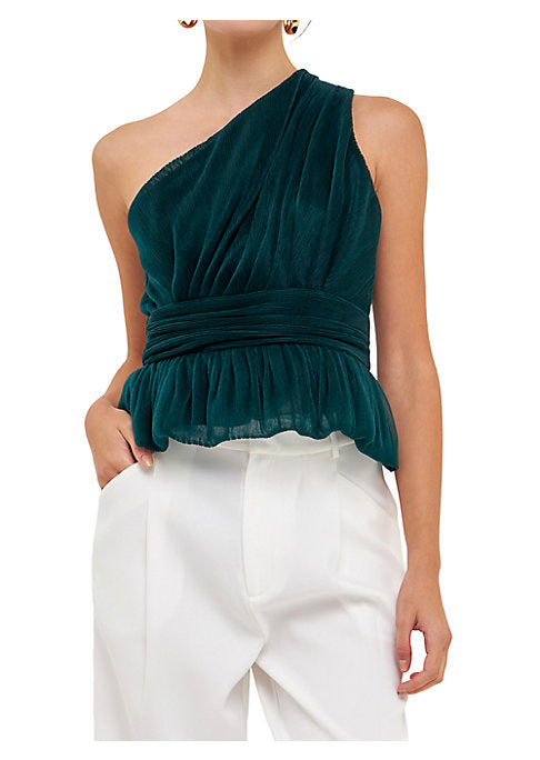 Elegant Asymmetrical Tulle Top