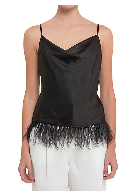 Feathered Glam Cami Top