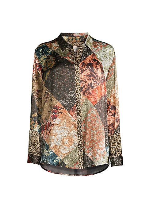 Silk Velvet Print Blouse