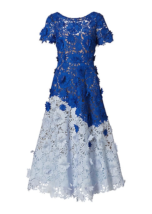 Lace Floral Fit-and-Flare Dress
