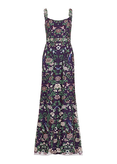 Embroidered Floral Tulle Dress