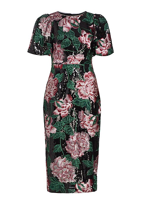 Floral Sequin A-Line Dress