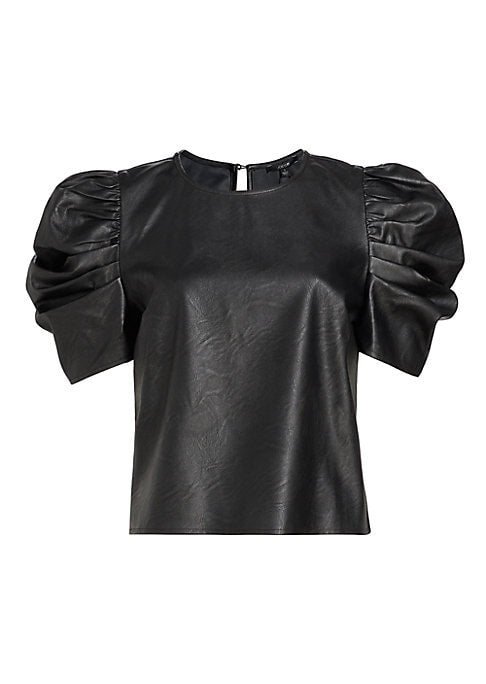 Puffed Vegan Leather Top