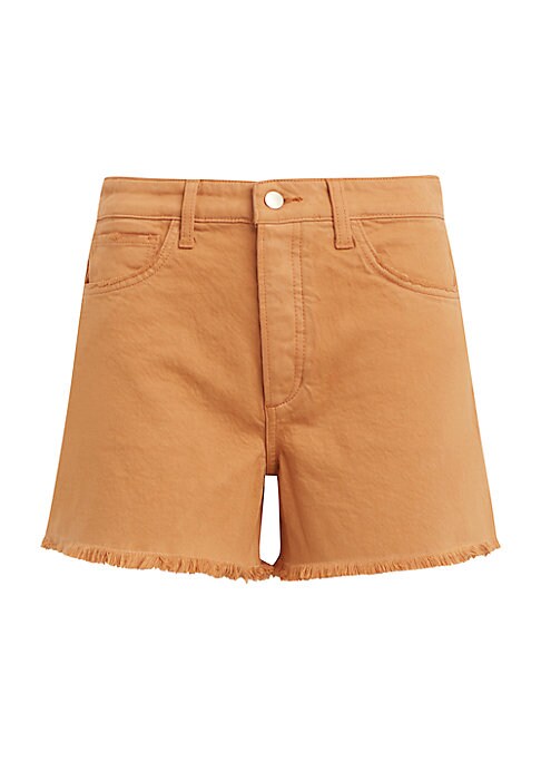 Frayed High-Rise Twill Shorts