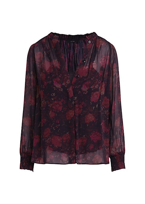 Floral Sheer Ruffle Blouse