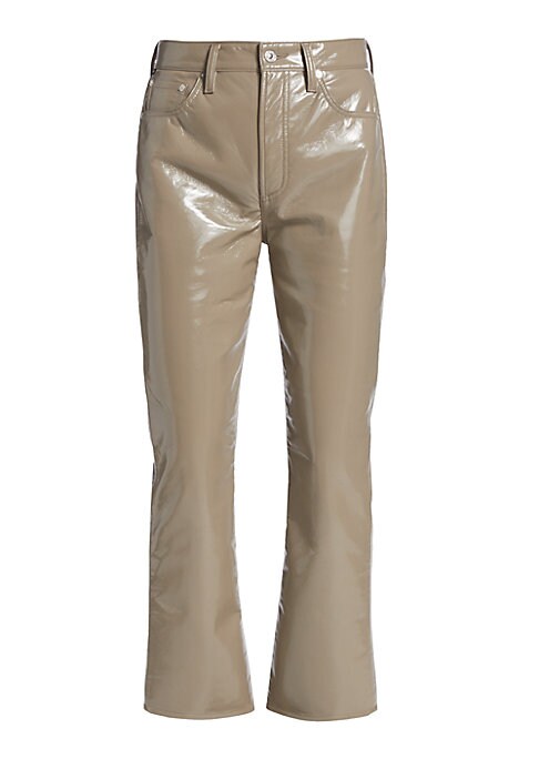 Lustrous Leather Bootcut Trousers