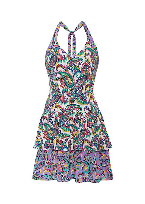 Paisley Plunge Halter Dress