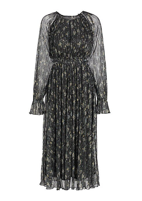 Shimmering Floral Midi Dress