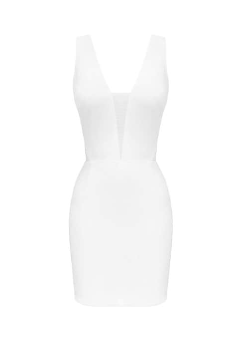 Plunge Mesh Body Dress