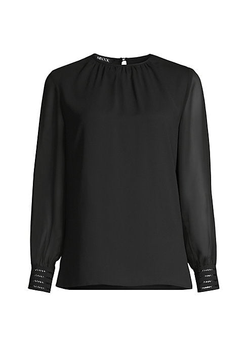 Elegant Sheer Sleeve Blouse
