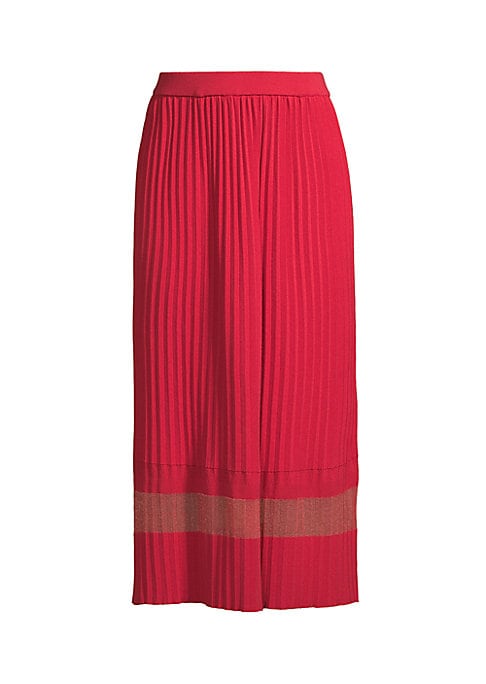Striped Pleat Midi Skirt