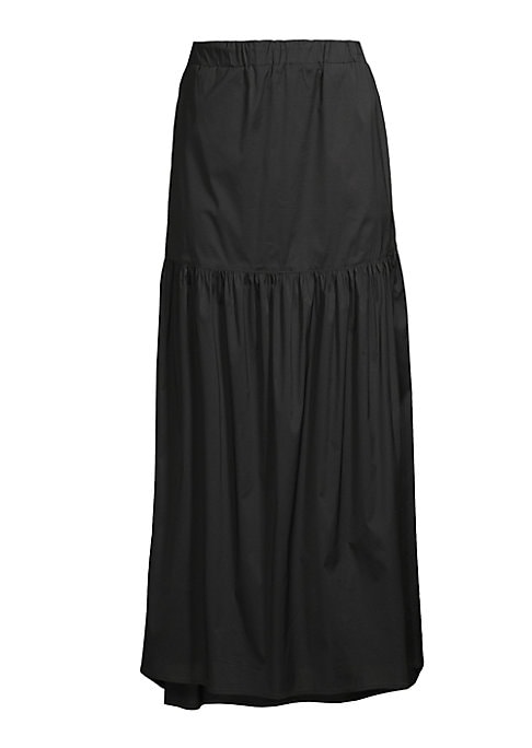 Shirred Cotton Maxi Skirt