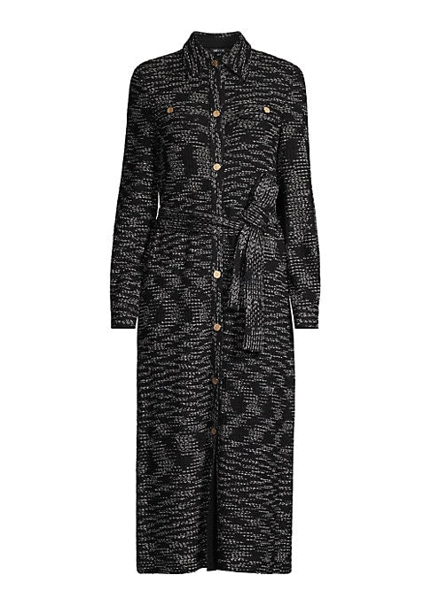 Tweed Belted Midi Dress