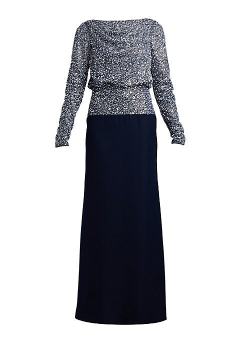 Sparkling Cowl Evening Gown