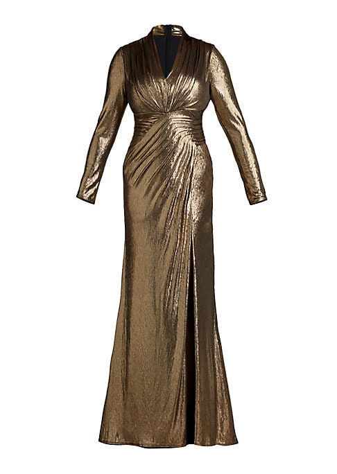 Metallic V-Neck Gown