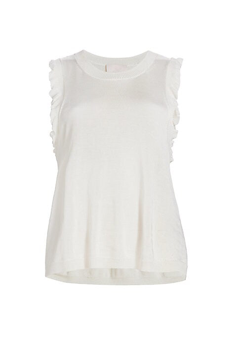 Ruffle-Trimmed Knit Blouse