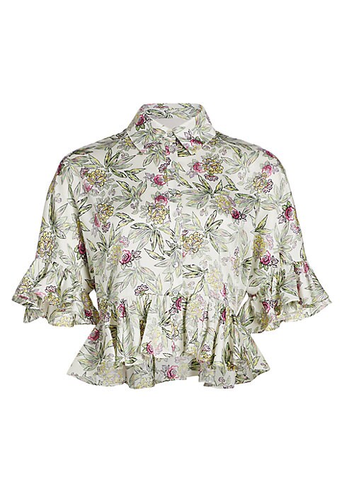 Floral Ruffle Crop Top