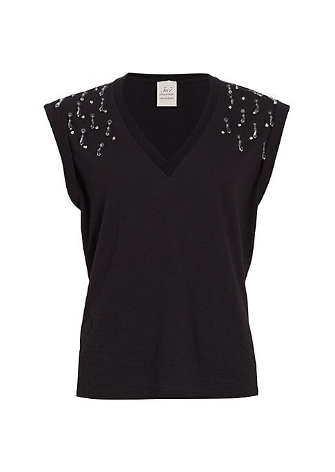 Beaded V-Neck Tee