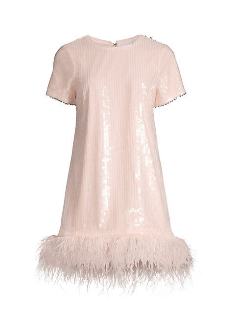 Lustrous Feathered Mini Dress