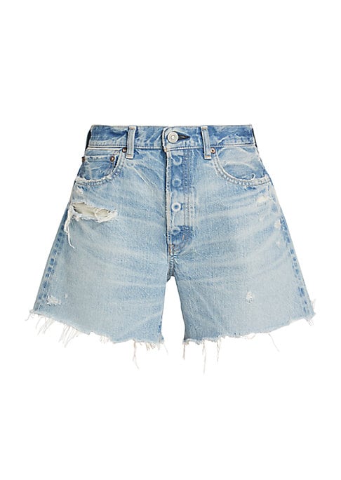 Distressed Wide-Leg Denim Shorts