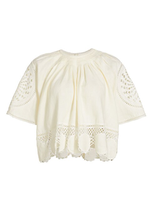 Linen Eyelet Crop Top